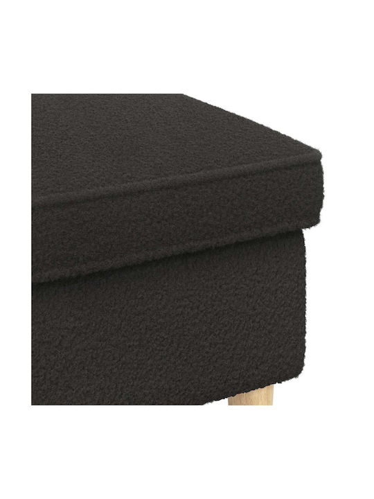 Fabric Upholstered Black Footstool 55x35x41cm