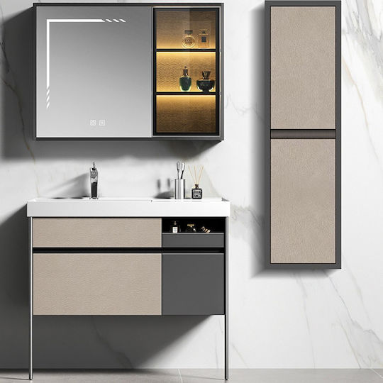 Martin Blat cu Lavoar & Oglindă L100xW50xH170cm Grey/beige