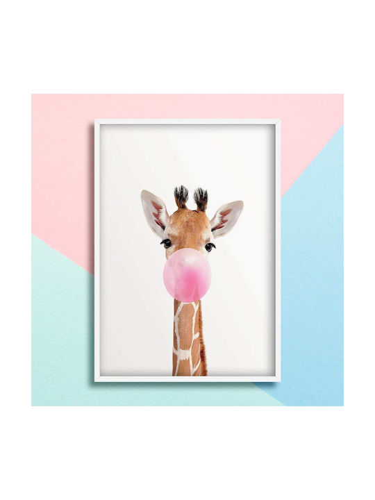 Kids Wall Art Bubble Gum with White Wooden Frame 40x50cm