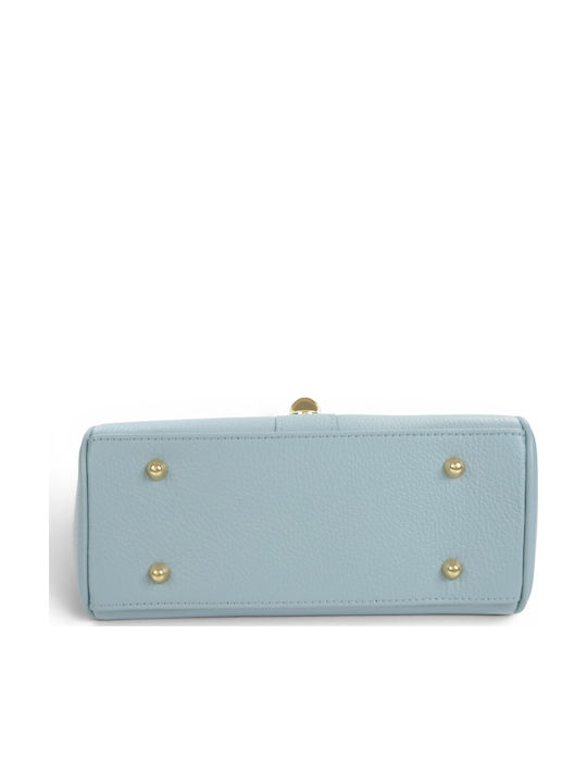 Damen-Ledertasche mit Klappe Light Blue