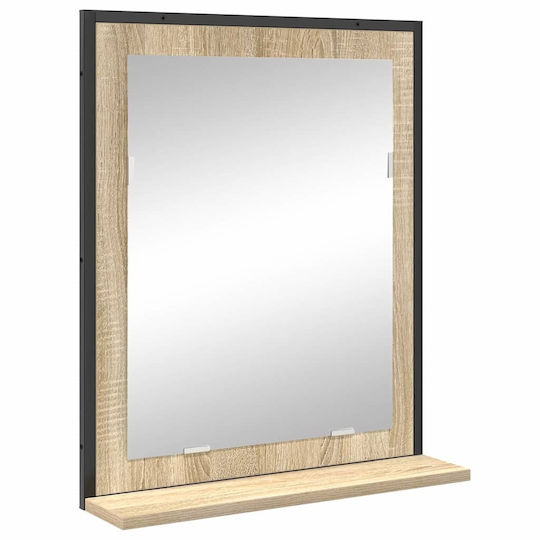 vidaXL Badezimmer Waschtisch-Einheiten Ohne Waschbecken Mit Spiegel & Spalte M50xB12xH60cm Eiche