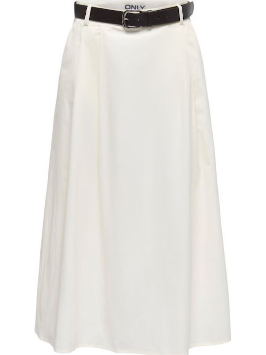 Pleated High Waist Maxi Skirt Ecru