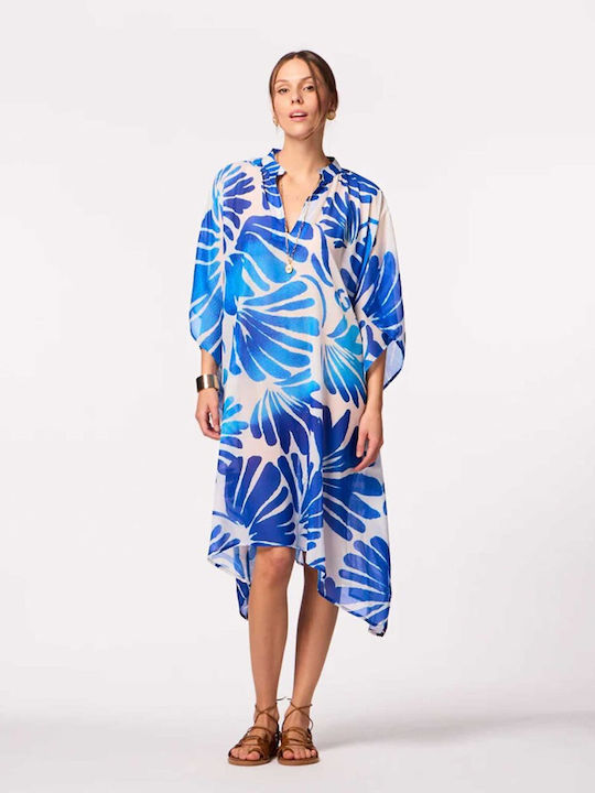 Achilleas Accessories Damen Maxi Kaftan Damenbademode Blau