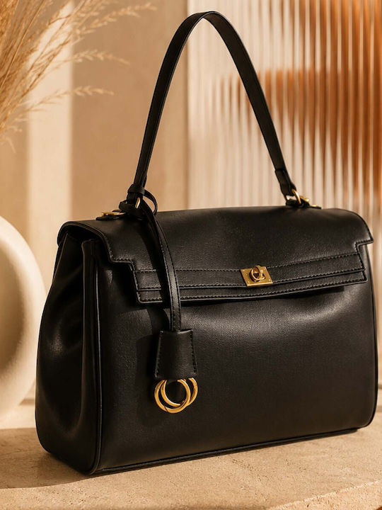 Gallantry Women's Handbag Triple Storage Compartment Shoulder Strap Black