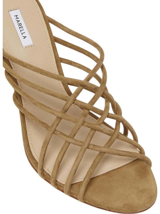 Suede Mules με Τακούνι σε Χακί Χρώμα