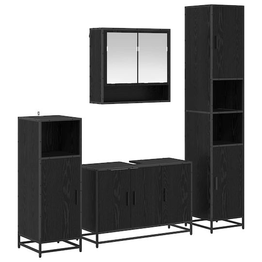 vidaXL Шкаф без Мивка със Огледало Д35xШ37.5xВ188.5см Black Beech