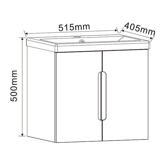 Inter Ceramic Countertop with Sink L51xW50xH40cm White