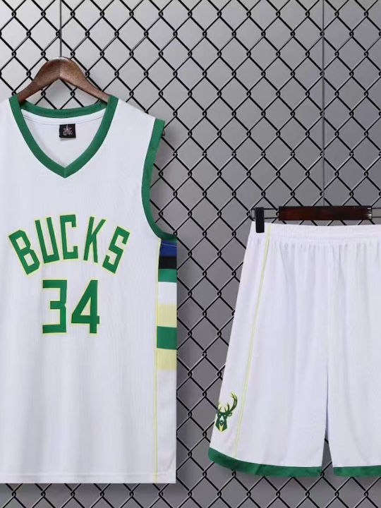 King Ανδρικο Σετ Μπάσκετ Antetokounmpo White