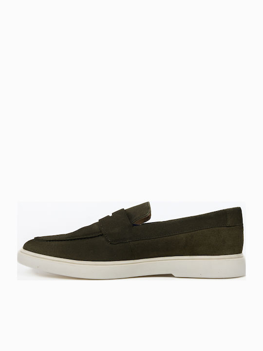 Leather Men's Loafers In Green Colour LL Z-511 Leather