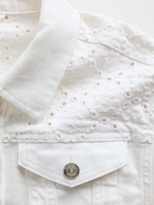Kids Short Denim Jacket White Denim