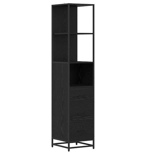 vidaXL Blat cu Lavoar, Oglindă & Coloană L35xW37.5xH100cm Black Beech