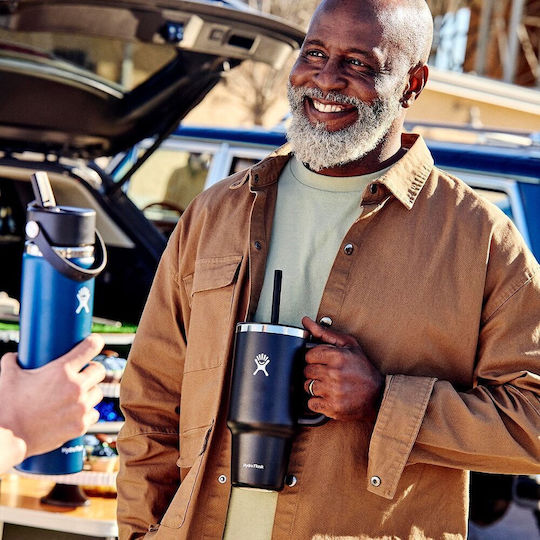 Hydro Flask Handled Tumbler Θερμός Ανοξείδωτο 710ml Oat με Καλαμάκι και Λαβή