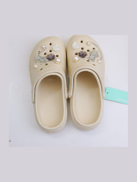 Women's Beige Clogs
