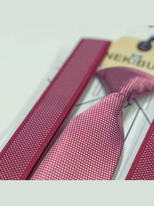 Kids Set Suspenders Tie Boys Dots Burgundy