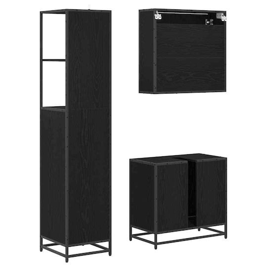 vidaXL Waschtisch mit Waschbecken, Spiegel & Säule L35xB37.5xH100cm Black Beech