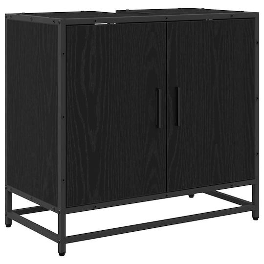 vidaXL Waschtisch mit Waschbecken, Spiegel & Säule L35xB37.5xH100cm Black Beech