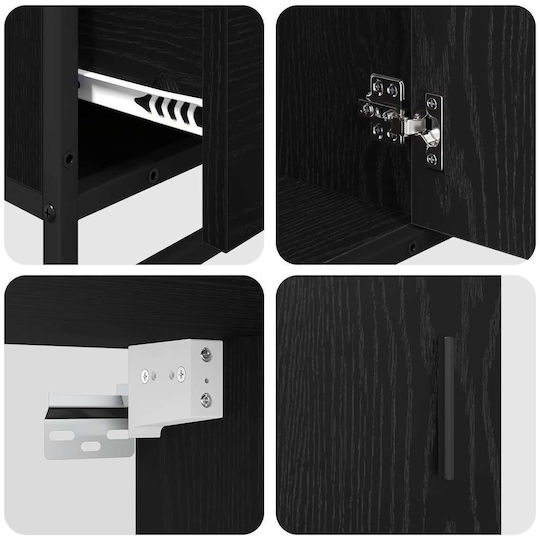 vidaXL Waschtisch mit Waschbecken, Spiegel & Säule L35xB37.5xH100cm Black Beech