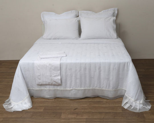 Viopros Module Cearceafuri De Pat Supraînălțate 240x260cm Albe 4 Bucăți