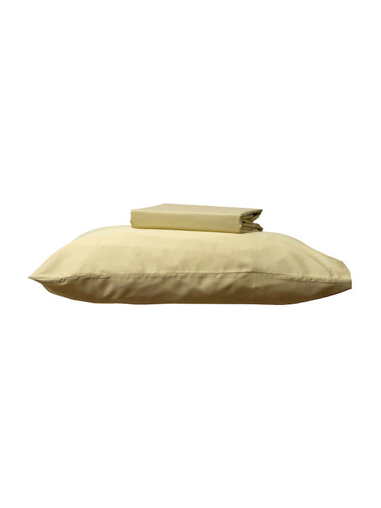 Anna Riska Set Double Bed Sheets With Rubber Hugger 160x200+25cm Beige (4 Pieces)
