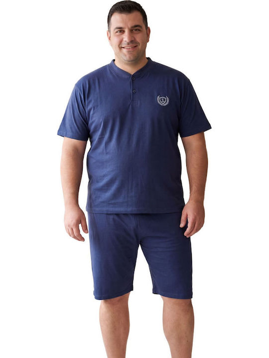 Rimoli Plus Size Καλοκαιρινή Ανδρική Πιτζάμα Μπλε Σκουρο