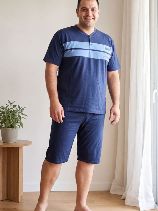 Rimoli Plus Size Summer Men's Pyjamas Blue Raf