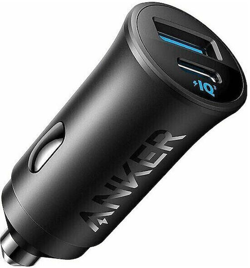 Anker Car Charger 30W Fast Charging with Ports 1xUSB-A 1xType-C Black Colour