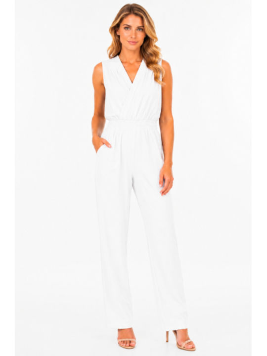 Women Sleeveless One-piece Jumpsuit White SG-SO11589-26TS-WHITE