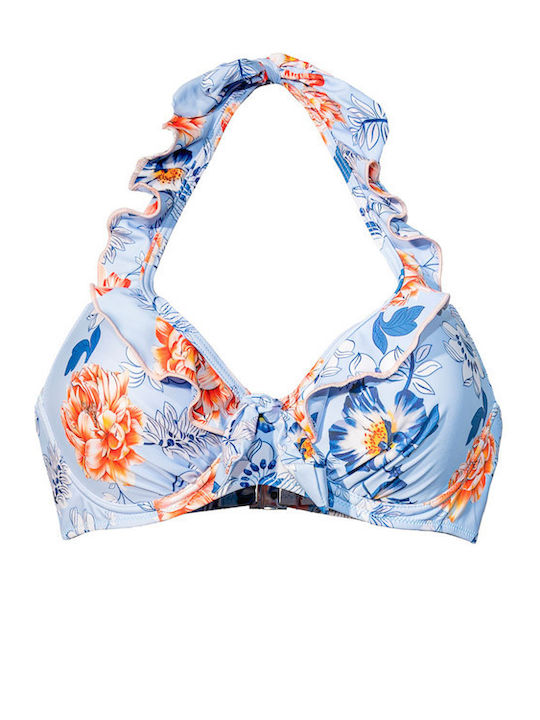 Top De Bikini Cupe D Cu Burete Floral Frufru
