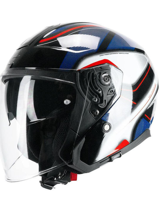 CGM 136 RNA Black/Red/Blue Κράνος Μηχανής Jet ECE 22.06 1400gr με Sunvisor