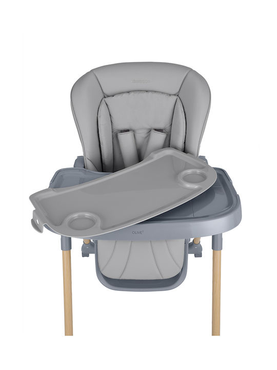 Kikka Boo Olive 2 Καρεκλάκι Φαγητού με Ρυθμιζόμενο Ύψος Γκρι