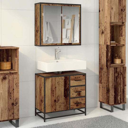 vidaXL Blat cu Lavoar & Oglindă L80xW33xH60cm Coffee