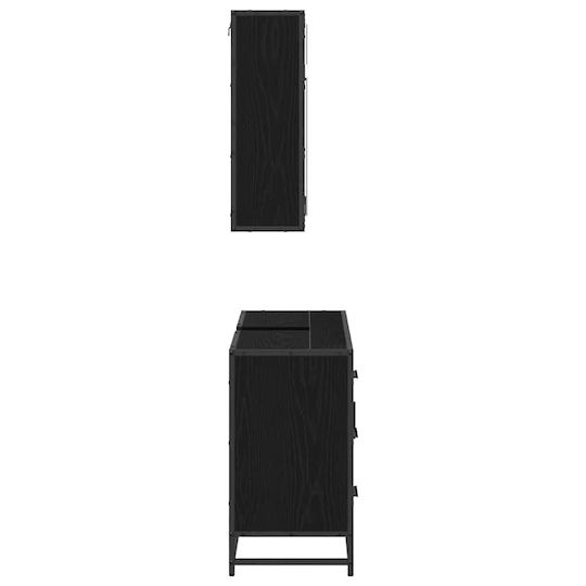 vidaXL Waschtisch mit Waschbecken, Spiegel & Säule L80xB33xH60cm Black Oak