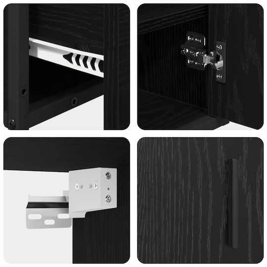 vidaXL Blat cu Lavoar, Oglindă & Coloană L65xW33xH60cm Black Oak