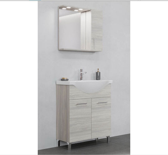Savinidue Rovere Шкаф със Мивка & Огледало Rovere Grigio