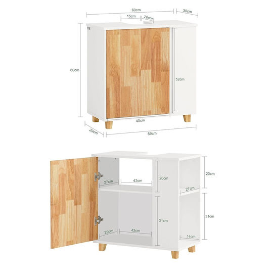 SoBuy Blat cu Lavoar L30xW30xH60cm Alb