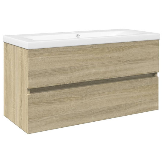 vidaXL Blat cu Lavoar L90xW45xH38.5cm Maro