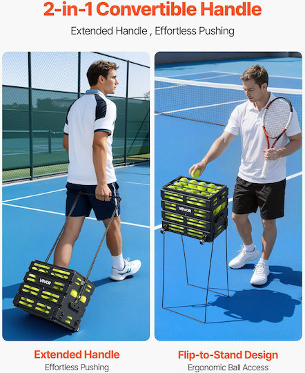Vevor Tennis Pickleball Ball Collection Basket Wheels Capacity 80 Balls Wqsnljsltg80ylubk001v0