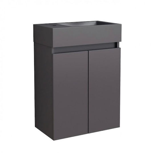 Inter Ceramic Πάγκος με Νιπτήρα Μ60xΒ42xΥ25cm Μαύρος