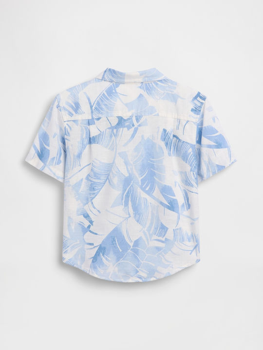Kids Floral Short-Sleeved Blue Shirt