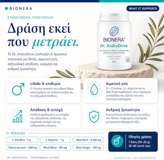 Bionera Dr. AndroDrive Black Ginger Συμπλήρωμα για Λίμπιντο & Ενίσχυση της Τεστοστερόνης 250gr