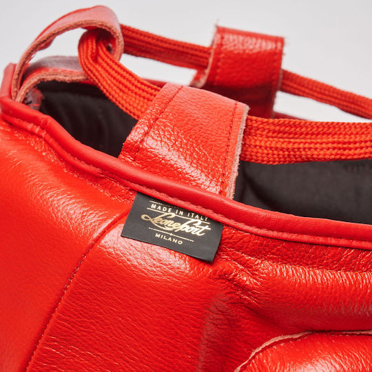 Leone Boxing Helmet Adult Full Face Leather Red