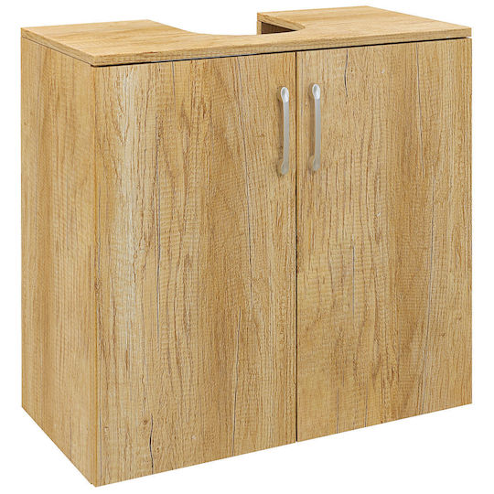 HomCom Πάγκος με Νιπτήρα Μ60xΒ30xΥ60cm Φυσικό Χρώμα