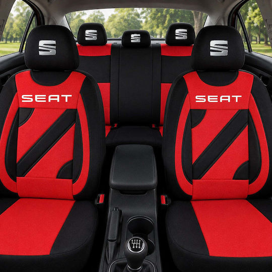 Set Custom Universal Seat Covers Nero Rosu Seat