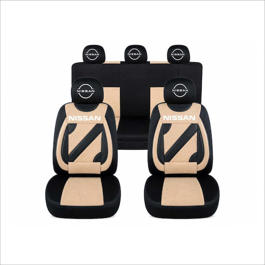 Set De Capace Universale Personalizate Negre Bej Pentru Scaune Nissan Noi