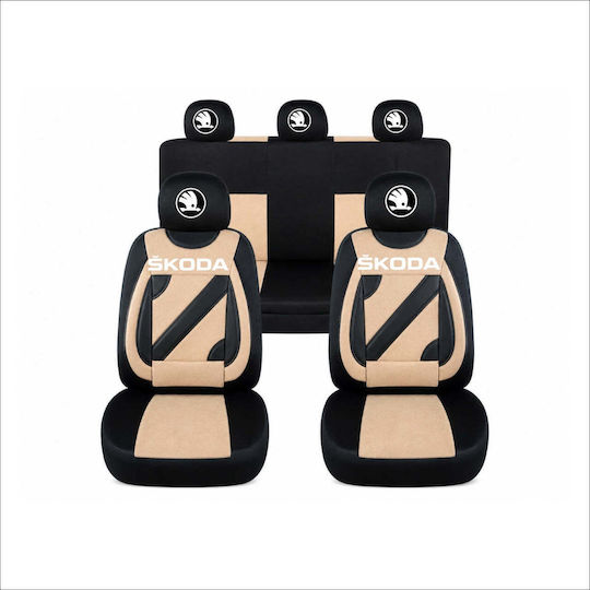 Set Universal Huse Scaune Auto Personalizate Nero Bej Nou Skoda