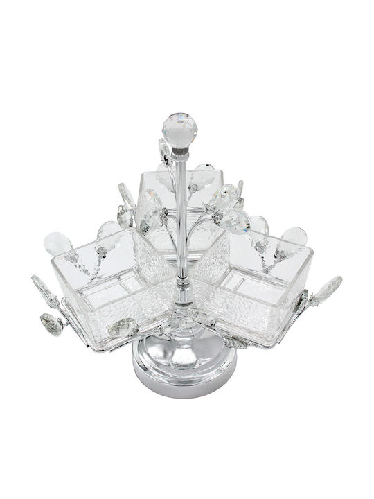 Keskor Μεταλλική Ορντεβιέρα Ασημί Ø26cm Π26xΜ30cm