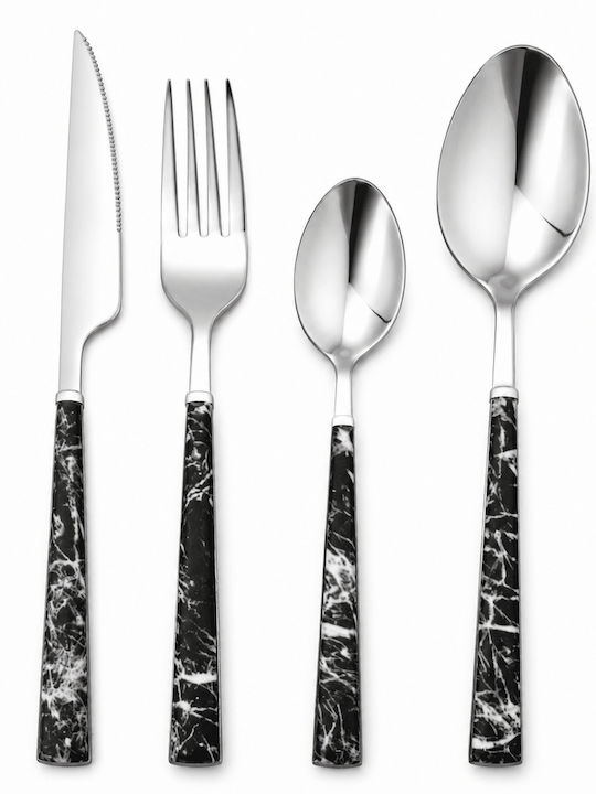 Besteckset Edelstahl 18/10 Schwarz 4 Stück