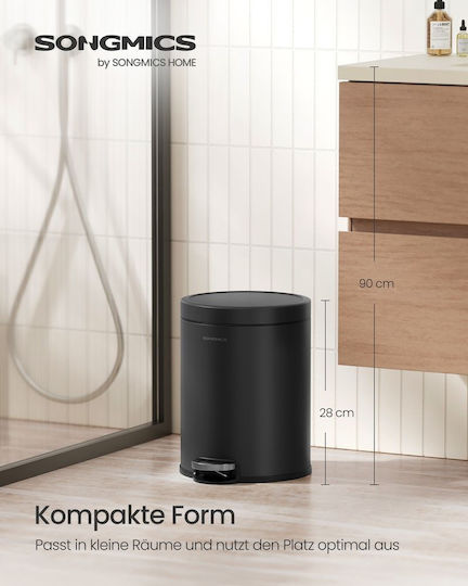 Songmics Inox Bathroom Bin Soft Close 6L Black