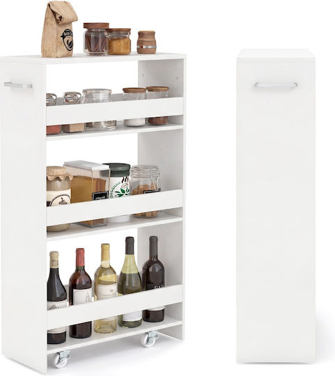 Costway Wooden Kitchen Trolley 4 Tiers White 47.5x20x80.5cm