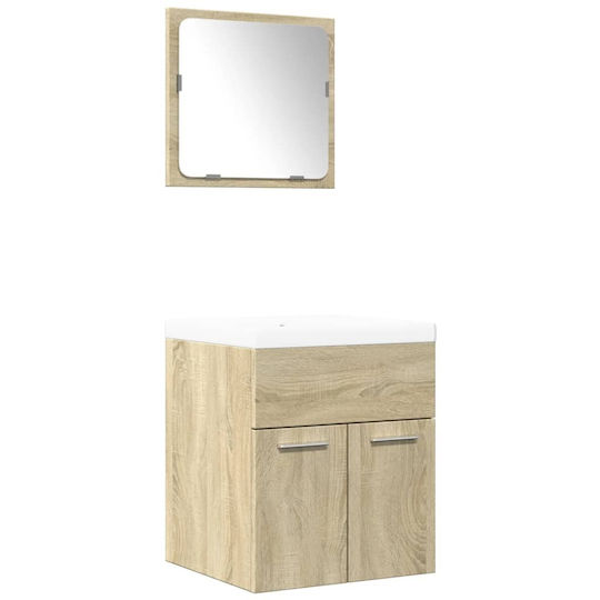 vidaXL Countertop with Sink & Mirror L42xW18xH39cm Coffee